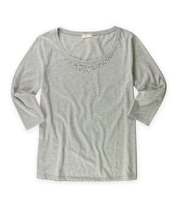 Melrose Chic Womens Solid Embellished T-Shirt
