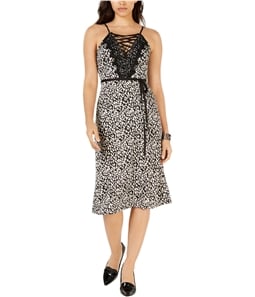 J.O.A. Womens Belted Lace Up Slip Dress