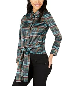 J.O.A. Womens Tie-Front Button Down Blouse