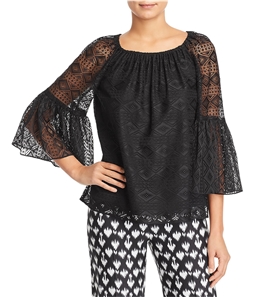 Le Gali Womens Lace Bell-Sleeve Pullover Blouse