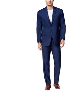 Marc New York Mens Tonal Plaid Two Button Formal Suit