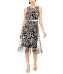 Calvin Klein Womens Embroidered Midi Dress