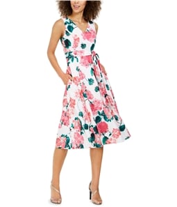 Calvin Klein Womens Floral-Print Fit & Flare Dress
