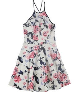 Speechless Womens Floral Fit & Flare Dress