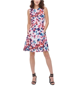 DKNY Womens Floral Fit & Flare Dress