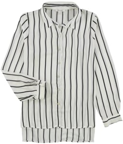Spense Womens Two Toned Striped Button Down Blouse