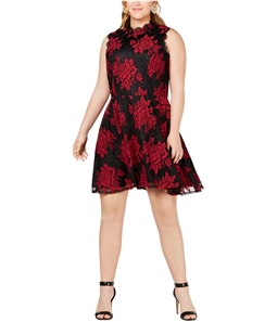 City Studio Womens Lace Overlay A-line Dress