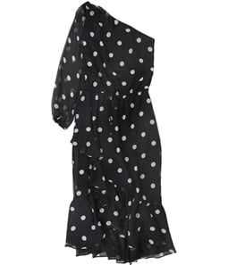 Ralph Lauren Womens Polka Dot One Shoulder Dress