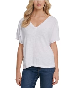 DKNY Womens Cotton V-Neck Basic T-Shirt