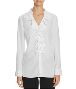 Finity Womens Ruffled Button Down Blouse
