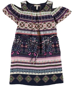 Speechless Girls Graphic Printed Cold Shoulder Dress