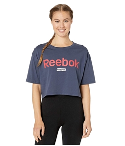 Reebok Womens Linear Logo Crop Graphic T-Shirt