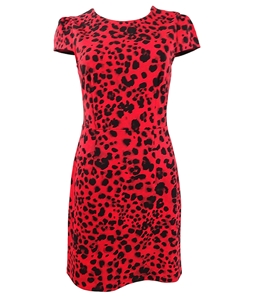 Betsey Johnson Womens Leopard Print Sheath Dress