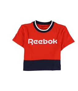 Reebok Womens Crop Linear Logo Graphic T-Shirt