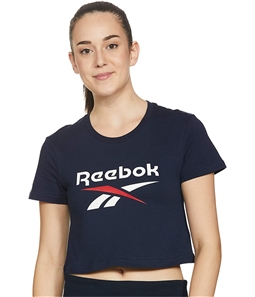 Reebok Womens Big Logo Crop Graphic T-Shirt