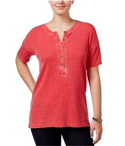 G.H. Bass & Co. Womens Burnout-Dyed Henley Shirt