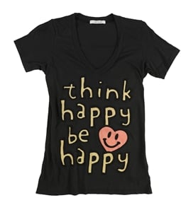 I LOVE H81 Womens Think Happy Be Happy Graphic T-Shirt