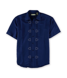 Havanera Mens Embroidered Linen Button Up Shirt