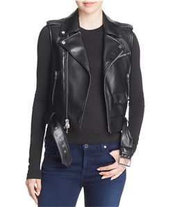 Theory Womens Faux Leather Outerwear Vest