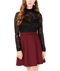 Bee Darlin Womens Lace Top Fit & Flare Dress