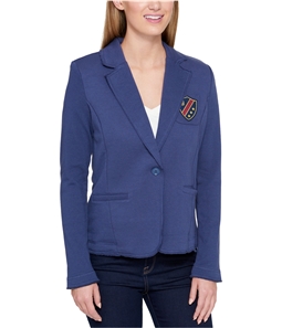 Tommy Hilfiger Womens Patched One Button Blazer Jacket