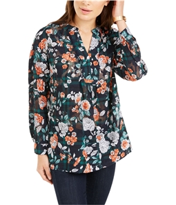 Tommy Hilfiger Womens Floral Peasant Blouse