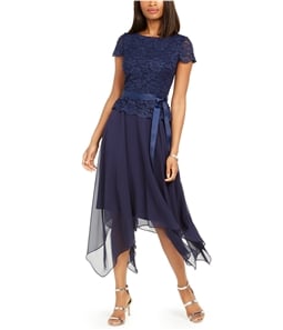 Jessica Howard Womens Belted High-Low Dress