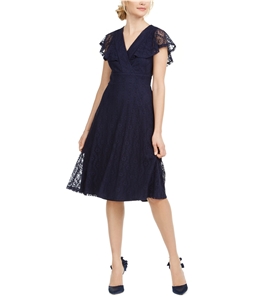 Jessica Howard Womens Flutter-Sleeve Lace A-line Dress