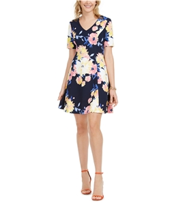 Jessica Howard Womens Printed V-Neck Fit & Flare Dress