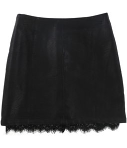 Jack Womens Faux Leather Lace Trim Mini Skirt