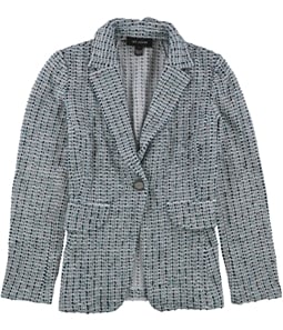 St. John Womens Striped Checks One Button Blazer Jacket