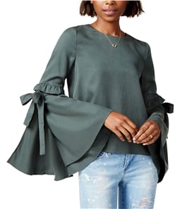 J.O.A. Womens Tie Bell-Sleeve Pullover Blouse