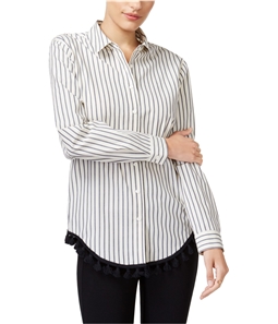 Kensie Womens Tassel Button Up Shirt