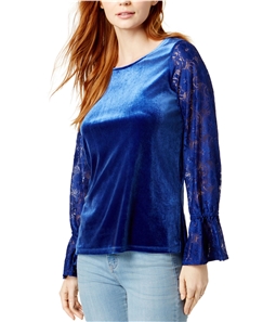 Kensie Womens Lace Sleeve Knit Blouse
