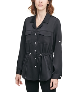 Calvin Klein Womens Cinch-Waist Jacket