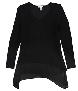 bar III Womens Knit-Overlay Pullover Blouse