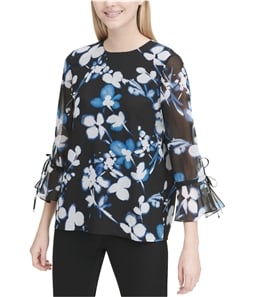 Calvin Klein Womens Bell Sleeve Pullover Blouse