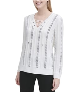 Calvin Klein Womens Lace-Up Pullover Sweater