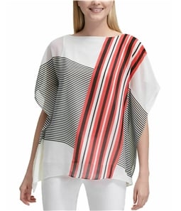 Calvin Klein Womens Stripe Kaftan Dolman Blouse