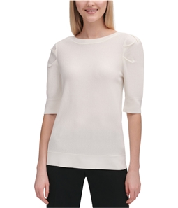 Calvin Klein Womens Shirred Sleeve Pullover Sweater