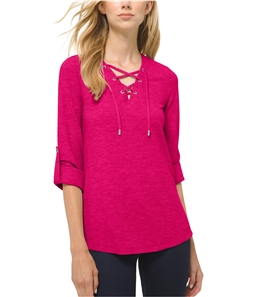 Michael Kors Womens Lace Up Thermal Blouse