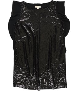 Michael Kors Womens Sequin Ruffle-Sleeve Cocktail Dress