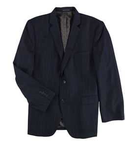 Perry Ellis Mens Slim Fit Windowpane Two Button Blazer Jacket