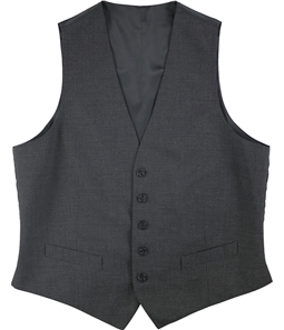 Perry Ellis Mens Small Plaid Print Five Button Vest
