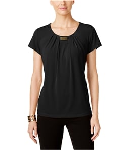 NY Collection Womens Pleated Basic T-Shirt