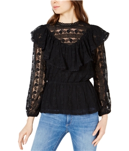 Moon River Womens Crocheted Lace Pullover Blouse