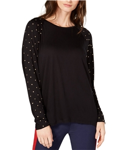 Michael Kors Womens Studded-Sleeve Embellished T-Shirt