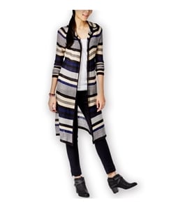 Planet Gold Womens Striped Hooded Cardigan Sweater