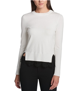 DKNY Womens Lace Trim Pullover Sweater
