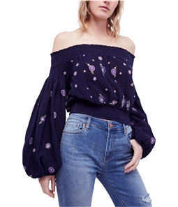 Free People Womens Saachi Smocked Floral Off the Shoulder Blouse